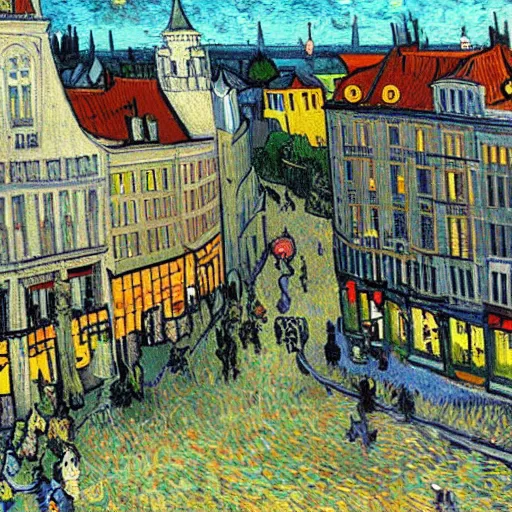 Image similar to city of kortrijk i' a van Gogh