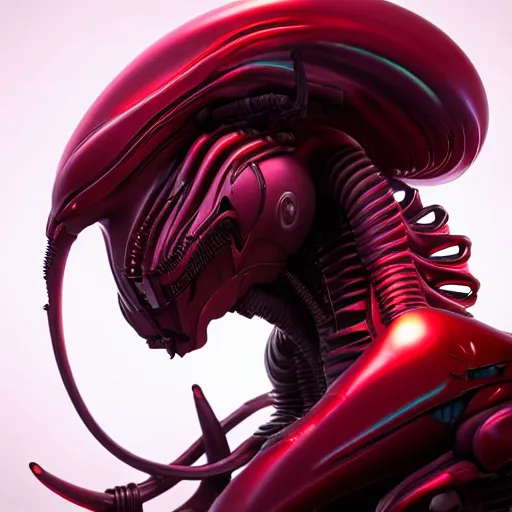 Image similar to futuristic cyberpunk alien xenomorh queen robot concept, highly detailed, photorealistic portrait, bright studio setting, studio lighting, crisp quality and light reflections, unreal engine 5 quality render