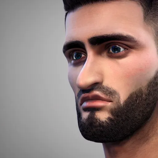 Image similar to a closeup shot of handsome esfand from twitch, gigachad, strong jawline, photorealism, 8k