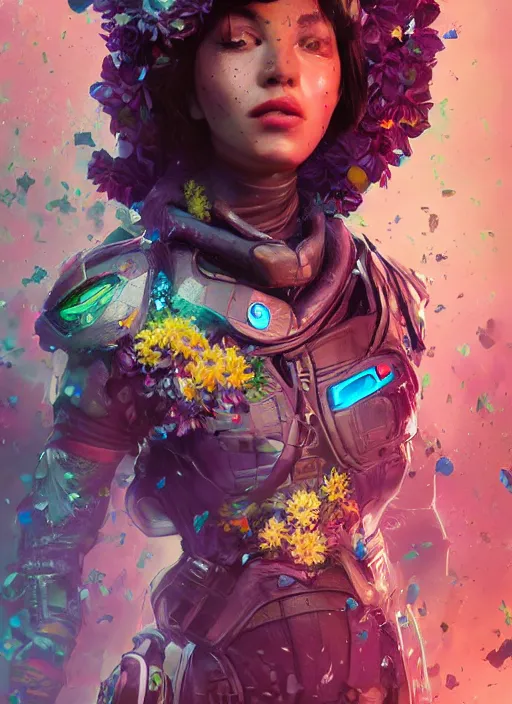 Image similar to An epic fantastic realism comic book style portrait painting of the most beautiful woman in the universe, flowers rain everywhere, fisheye lens, Apex Legends Concept Art, unreal 5, DAZ, hyperrealistic, octane render, cosplay, RPG portrait, dynamic lighting