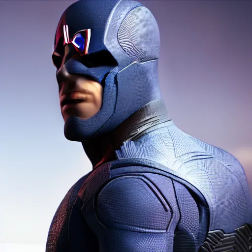 Image similar to cinematic portrait of an unknown superhero. High detail. Low dof