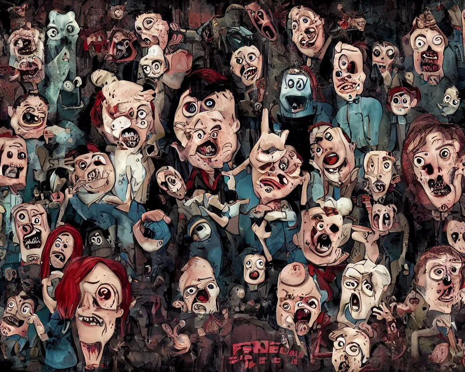 Various cartoon characters as horror movie damsels : r/dalle2