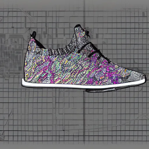 Image similar to Ultra detailed sneakers designed by Legolas from Lord of the Rings, superresolution, HDR, futuristic sneakers