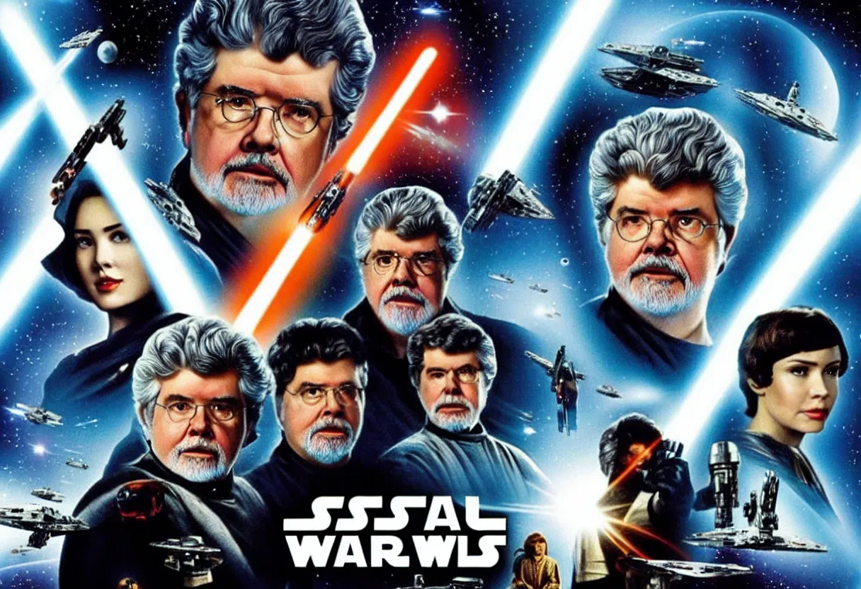 George Lucas stars in his new space opera movie Swiss, Stable Diffusion