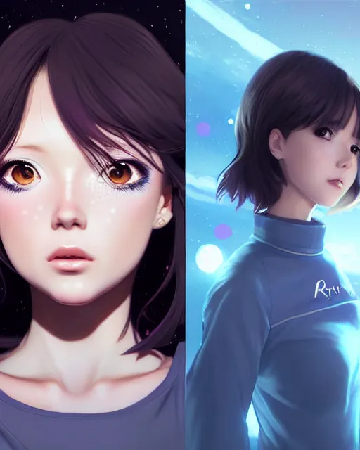 Image similar to portrait Anime space cadet girl Anna Lee Fisher anime cute-fine-face, pretty face, realistic shaded Perfect face, fine details. Anime. realistic shaded lighting by Ilya Kuvshinov Giuseppe Dangelico Pino and Michael Garmash and Rob Rey, IAMAG premiere, aaaa achievement collection, elegant freckles, knights of sidonia, neon hologram, fabulous, daily deviation, annual award winner