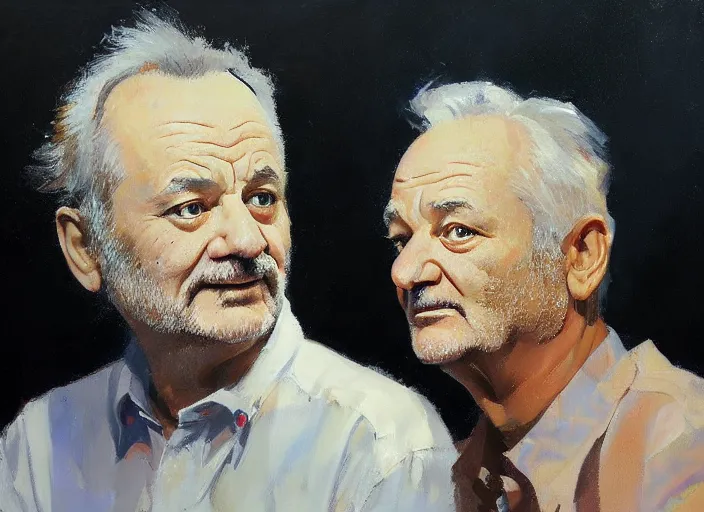 Prompt: a highly detailed beautiful portrait of bill murray, by gregory manchess, james gurney, james jean