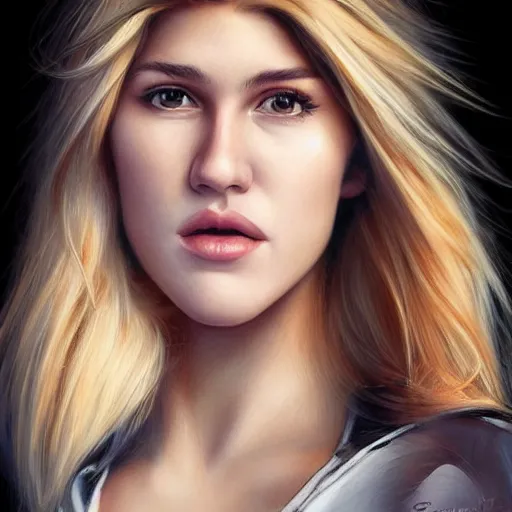 Image similar to eugenie bouchard in the style of stefan kostic, realistic, full body, sharp focus, 8 k high definition, insanely detailed, intricate, elegant, art by stanley lau and artgerm