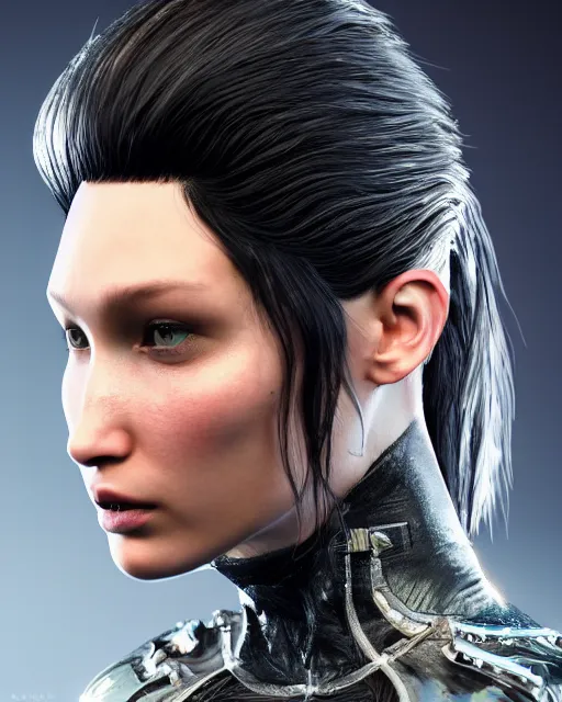 Image similar to a highly detailed metahuman 8 k close up render of bella hadid in yoshitaka amano style trending on artstation made in unreal engine 4