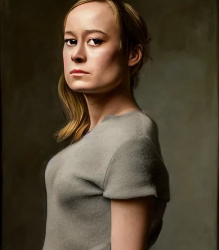 Image similar to a high quality, high detail, portrait photography of brie larson by andrew wyeth and gottfried helnwein