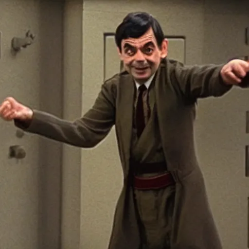 Prompt: mr bean as a jedi knight