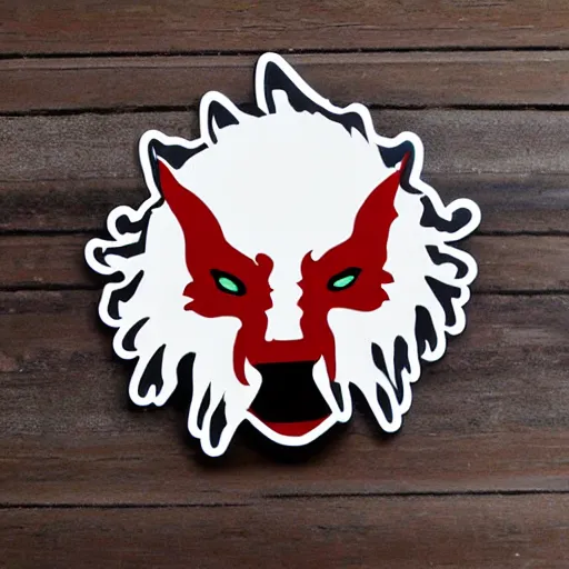 Image similar to die cut sticker, princess mononoke mask, splatter paint