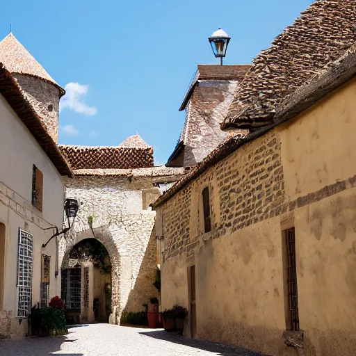 Image similar to old French village heavily influenced by islamic architecture