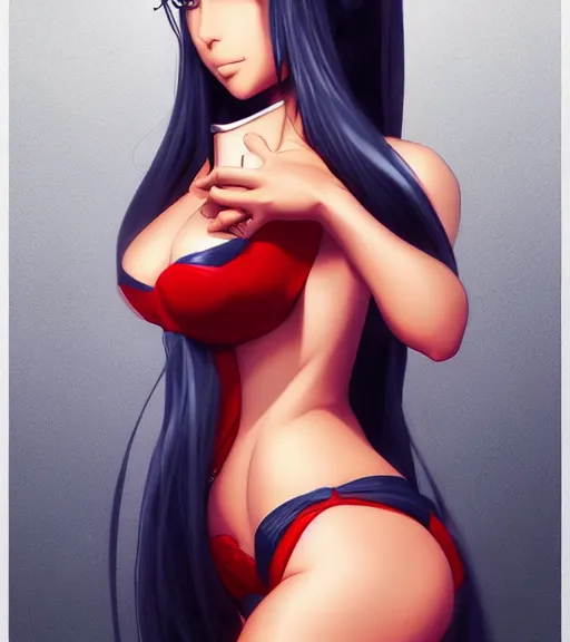 Prompt: Anime art of beautiful kim kardashian by artgerm, makoto sinkai, magali villeneuve, Gil Elvgren, Earl Moran,Enoch Bolles, symmetrical shoulders, evangelion style eyes, round thighs, bellybutton, abs, cute panties