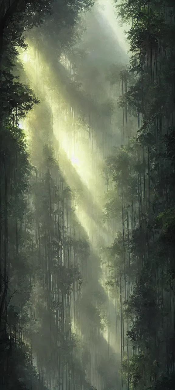 Image similar to A painting of a beautiful vertical forest trending on artstation in the style of Greg Rutkowski