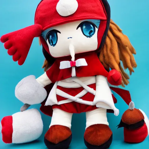 Image similar to cute fumo plush of a girl who is a pirate queen, boarding a ship, vray, lens flare