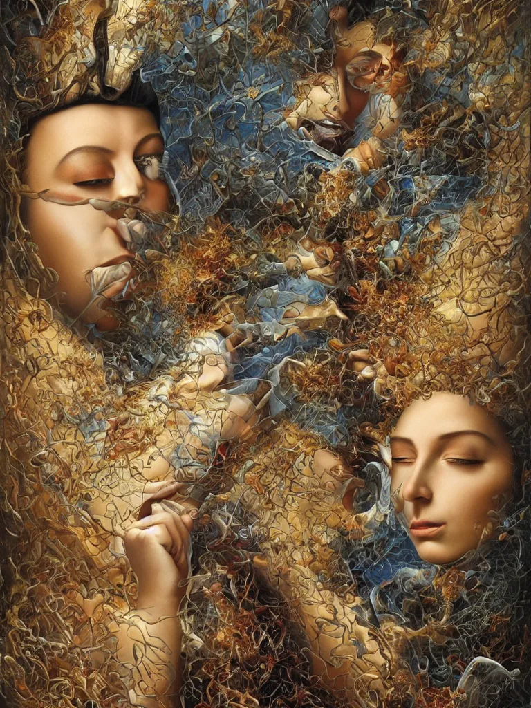 Image similar to breathtaking amazing stunning beautiful epic masterpiece by michael cheval and bill mayer and igor morski and kay sage