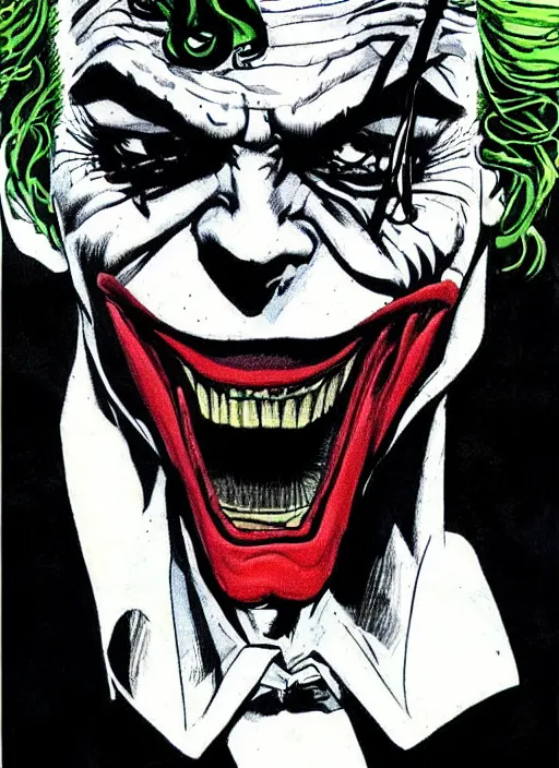 Image similar to portrait of the joker, ink, by jim lee