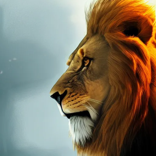 Image similar to a lion smoking a cigar, dramatic lighting, cinematic, establishing shot, extremely high detail, foto realistic, cinematic lighting, post processed, concept art, high details, cinematic, 8k resolution, beautiful detailed, photorealistic, digital painting, artstation, concept art, smooth, sharp focus, artstation trending, octane render, unreal engine