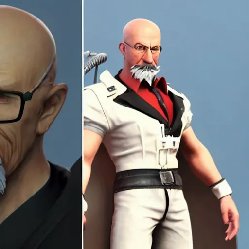 Prompt: the incredible dr. pol in final fantasy vii remake, bald with white mustache, character render, full body shot, highly detailed, in game render