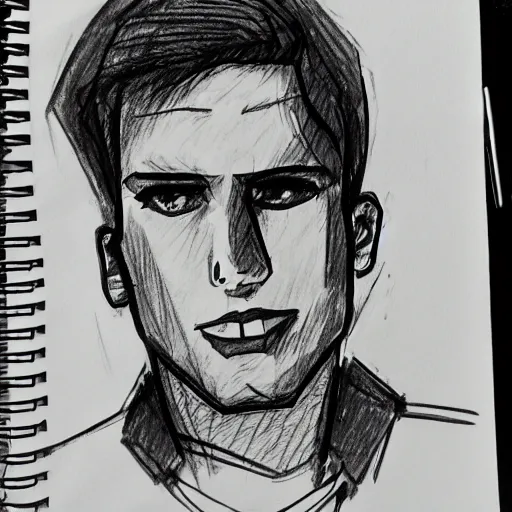 Image similar to a very quick pen sketch of jerma