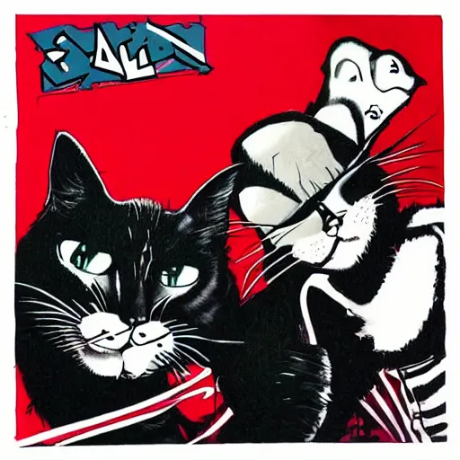 Prompt: salem the cat hip hop album cover art 1 9 9 0 s