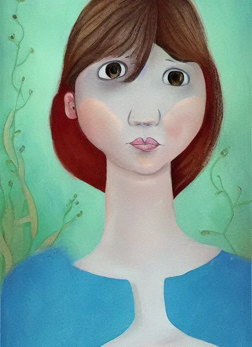 Image similar to a wonderful childrens illustration book portrait painting of a woman, art by tracie grimwood, colorful, whimsical, aesthetically pleasing and harmonious natural colors