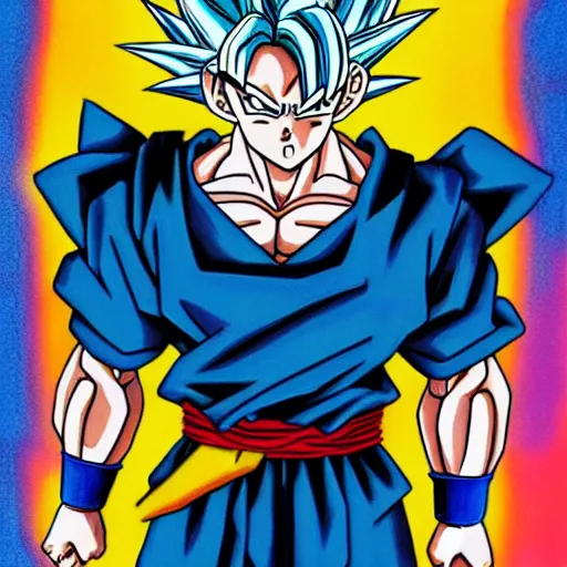 Prompt: goku, pastel art directed by jean luc goddard