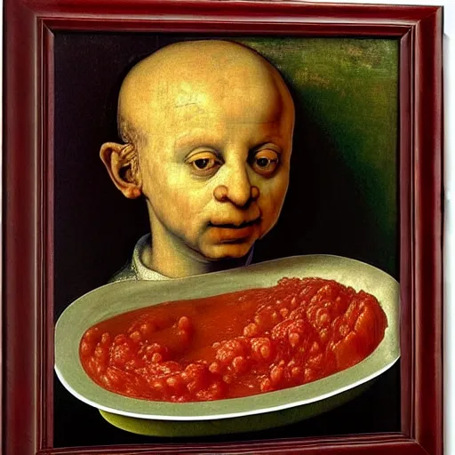 Image similar to a boy sitting in a tub full of tomato sauce, a lot of cabbage, by giuseppe arcimboldo and ambrosius benson, renaissance, portrait, fruit, intricate and intense oil paint, realistic