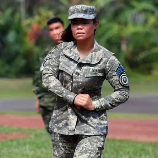 Image similar to photo of Sarah Duterte training in ROTC