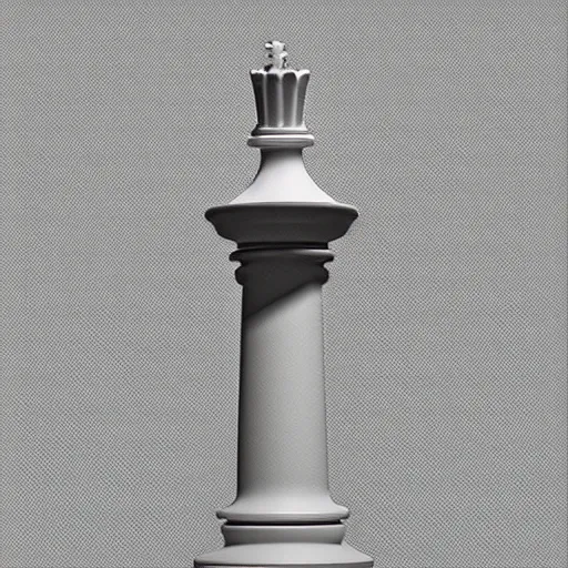 Image similar to a polygonal mesh render of a a chess piece on a pedestal in a vast white room, courtesy of Centre Pompidou, archival pigment print