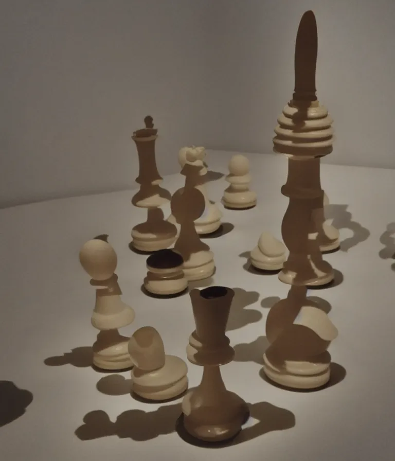 Image similar to singular chess - piece readymade by marcel duchamp in a museum, color bleed, light leak, marcel duchamp, man ray, hito steyerl, saadane afif