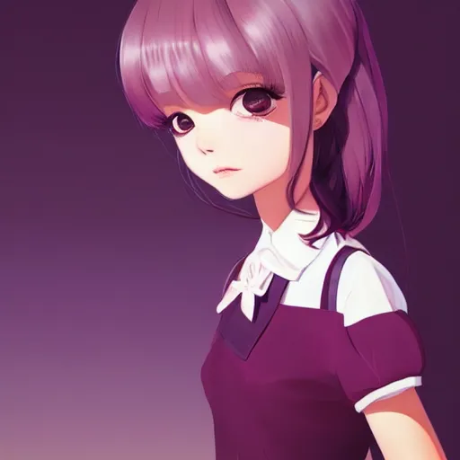 Image similar to portrait of brunette little girl wearing maid uniform by ilya kuvshinov and anna dittmann and studio ghibli and wlop and rossdraws, digital art, trending on artstation, anime arts, featured on pixiv, purple lighting, hd, 8 k, highly detailed, good lighting, beautiful, epic, masterpiece, nazi chiq