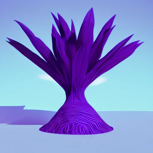 Image similar to a purple and blue alien plant, a computer rendering by jonathan zawada, pelton, featured on polycount, computer art, rendered in cinema 4 d, octane render, rendered in maya