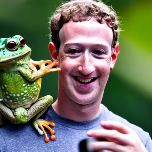 Image similar to mark zuckerberg holding a frog