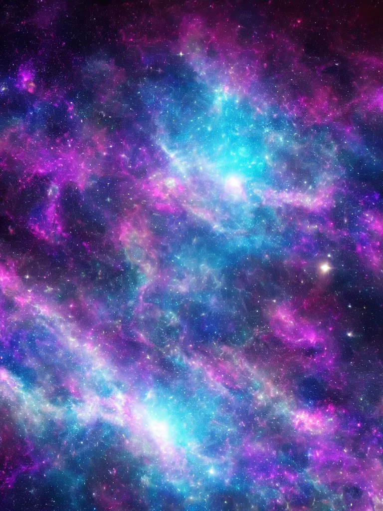Prompt: celestial epic purple blue and pink colored deepspace image of a sparkling cosmic universe, celestial features, nasa photos, artstation