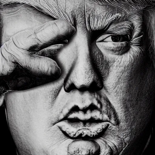 Prompt: hyperrealistic!! Donald Trump black metal portrait, 8K, Cinematic lights