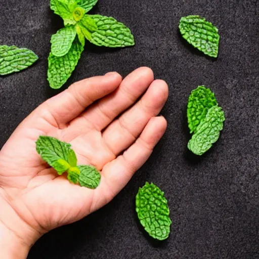 Prompt: a dog paw reaching for a mint in a container while many other hands are reaching for the same mint