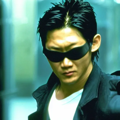 Image similar to film still of Sung Kang as neo in The Matrix (1999)