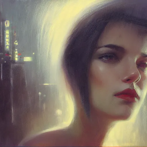 Prompt: detailed face of a woman, clockwork, moment, tectonic sky, skydome, bullet train, turbines, utopian, tech noir, wet reflections, prism, atmospheric, ambient, nick alm, casey baugh, pj crook, syd mead, livia prima, nick alm, casey baugh,