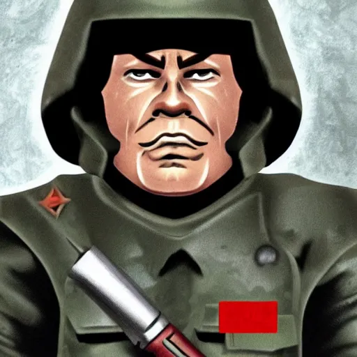 Image similar to Doomguy as a soviet soldier