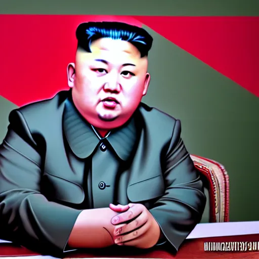 Image similar to kim jong un in bts band, 4 k, high resolution, still, landscape, hd, dslr, hyper realistic