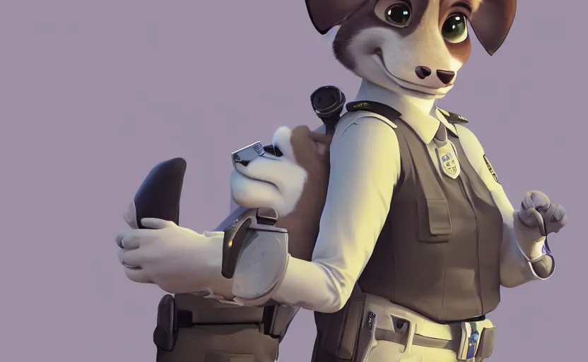 Image similar to a furry human - like dressed policewoman in the sleeping in the police car, artstation hq, stylized, symmetry, modeled lighting, expressive, studio photo refined, highly detailed, hyper realistic, furry, sense of awe, zootopia style