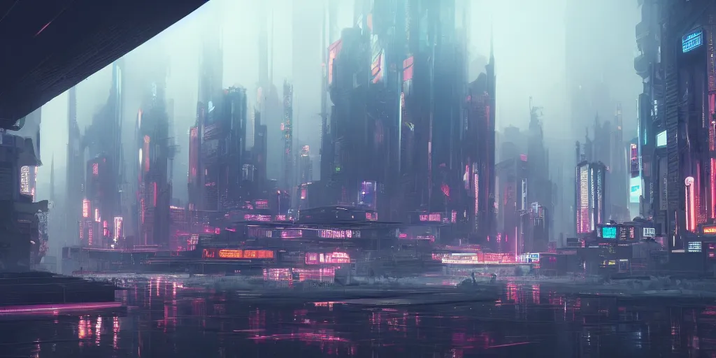 Prompt: concept art of a cyberpunk city in the haze, reflections, radiosity, 4 k, trending on artstation, digital art. highly detailed 8 k. intricate. lifelike. soft light. nikon d 8 5 0.