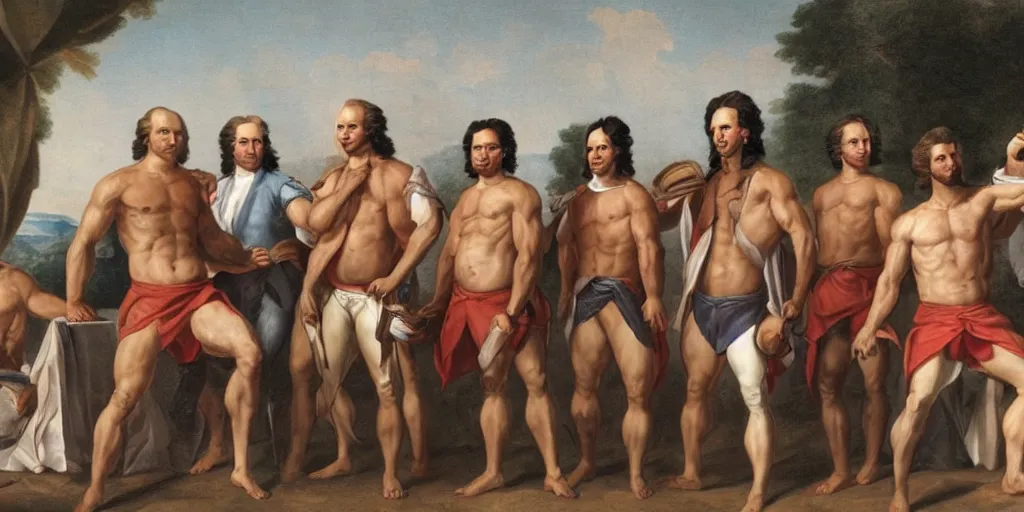 Prompt: muscular, founding fathers