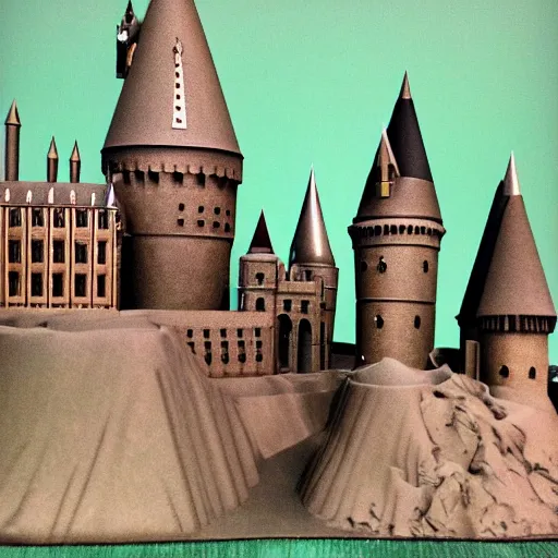 Prompt: hogwarts as a sandcastle