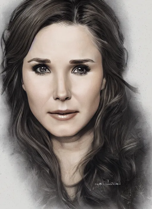 Image similar to a combination of kristen bell and cobie smulders, portrait, intricate, highly detailed, elegant, 8 k, digital art, trending on artstation, smooth, sharp focus