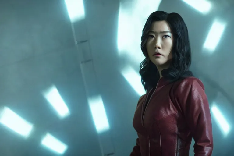 Image similar to live action film still of asami in the new marvel movie, cinematic lighting