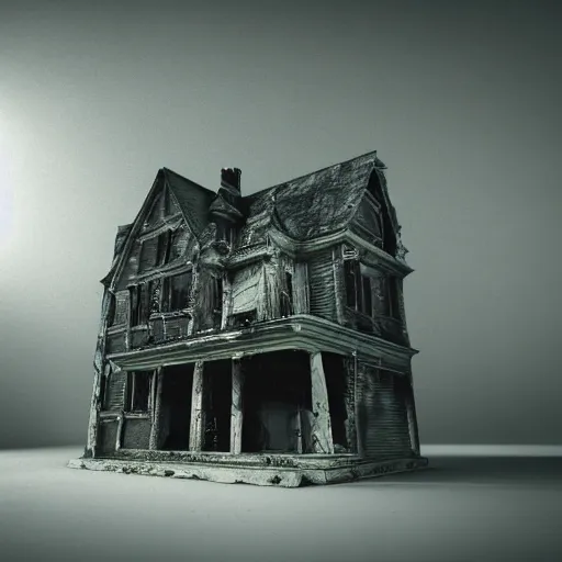 Prompt: a highly detailed photographic render of a creepy old haunted house, dark scene, inside a haunted house, camera POV, horror scene, horror, bloody, ghost, creepy, cinematic lighting, cinematic scene, Volumetric lighting, Atmospheric scene, Dark, Horror, Atmospheric lighting, Global illumination cinematic render, film, beautifully lit, ray traced, octane 3D render, octane render, unreal engine