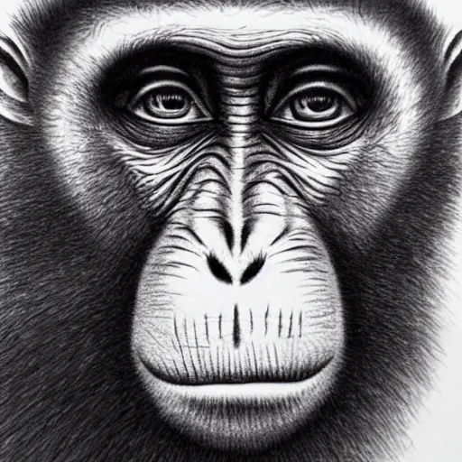 Image similar to monkey, Ballpoint pen art