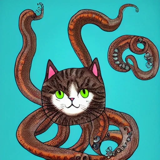 Image similar to cat octopus hybrid